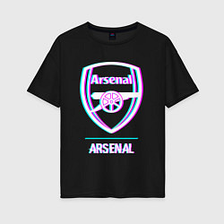 Футболка оверсайз женская Arsenal FC в стиле glitch, цвет: черный