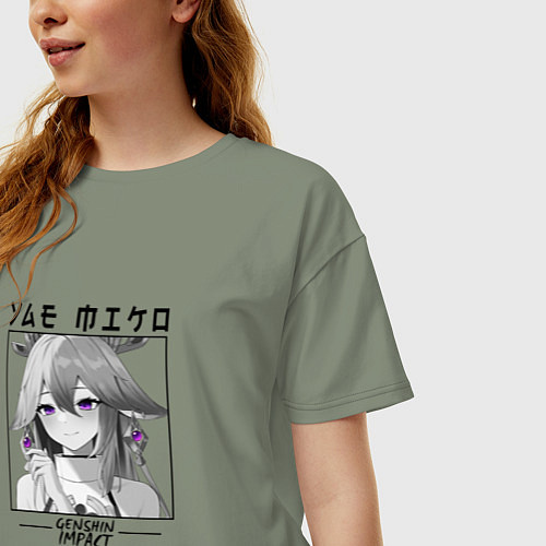 Женская футболка оверсайз Яэ Мико жрица / Авокадо – фото 3