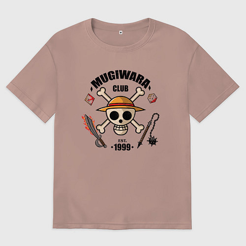 Женская футболка оверсайз Mugiwara club / Пыльно-розовый – фото 1