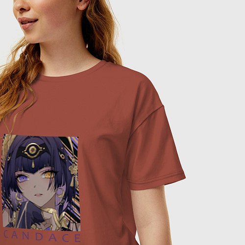 Женская футболка оверсайз Кандакия Защитница деревни Аару / Кирпичный – фото 3