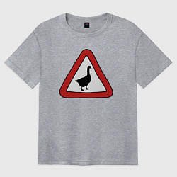 Футболка оверсайз женская Предупредительный знак с гусем, цвет: меланж