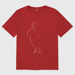 Футболка оверсайз женская Силуэт кролика, цвет: красный
