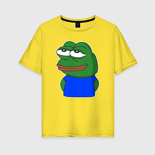 Женская футболка оверсайз Лягушонок Пепе что-то скрывает / Желтый – фото 1