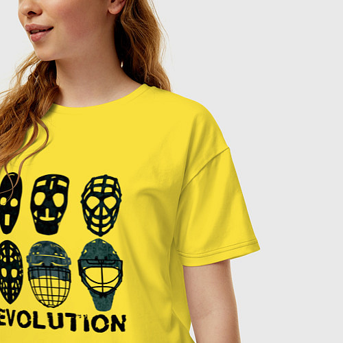 Женская футболка оверсайз Эволюция вратарских масок / Желтый – фото 3
