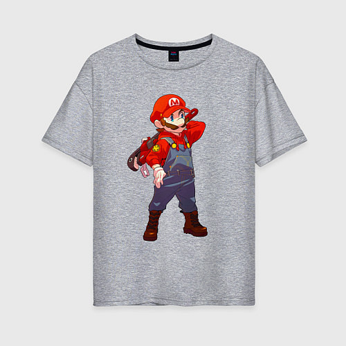 Женская футболка оверсайз Марио на стиле / Меланж – фото 1