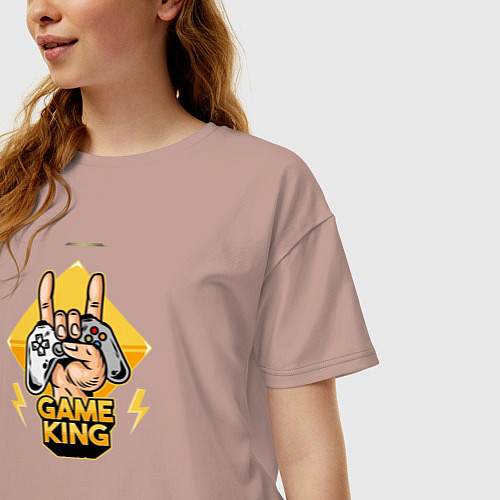 Женская футболка оверсайз Game king / Пыльно-розовый – фото 3