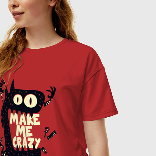 Женская футболка оверсайз Монстрик и сладости / Красный – фото 3