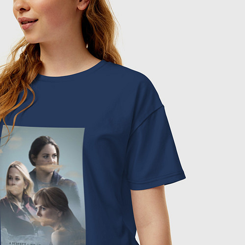Женская футболка оверсайз Мадлен, Селеста и Джейн / Тёмно-синий – фото 3