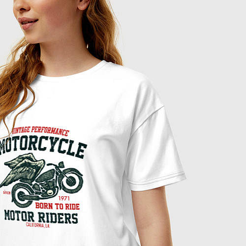 Женская футболка оверсайз Ретро мотоцикл с крыльями / Белый – фото 3