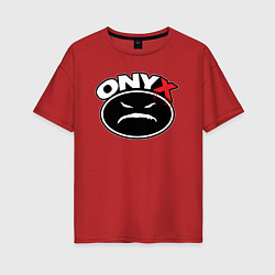 Футболка оверсайз женская Onyx - black logo, цвет: красный