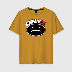 Футболка оверсайз женская Onyx - black logo, цвет: горчичный