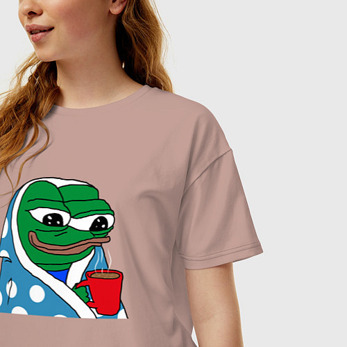 Женская футболка оверсайз Frog Pepe мем / Пыльно-розовый – фото 3