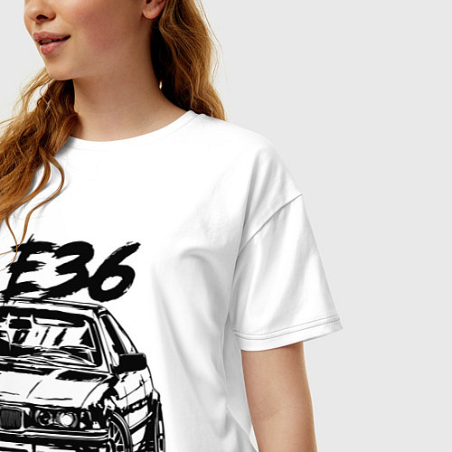 Женская футболка оверсайз BMW E36 / Белый – фото 3