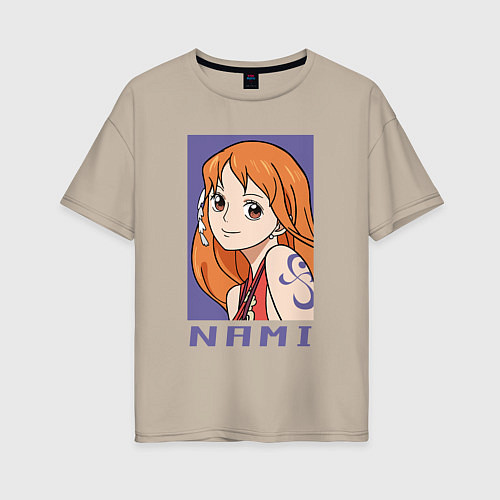 Женская футболка оверсайз Милая Нами / Миндальный – фото 1