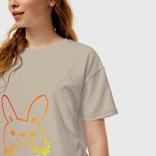 Женская футболка оверсайз Summer Bunny / Миндальный – фото 3