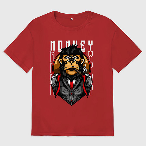 Женская футболка оверсайз Обезьяна в костюме / Красный – фото 1