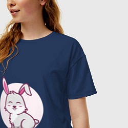 Футболка оверсайз женская Кролик милаш, цвет: тёмно-синий — фото 2