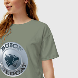 Футболка оверсайз женская Buick Wildcat - logotype, цвет: авокадо — фото 2