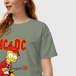 Футболка оверсайз женская AC DC Барт Симпсон, цвет: авокадо — фото 2