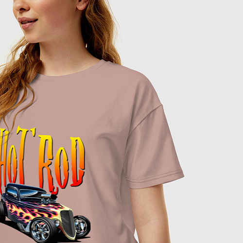 Женская футболка оверсайз Hot Rod - Power / Пыльно-розовый – фото 3