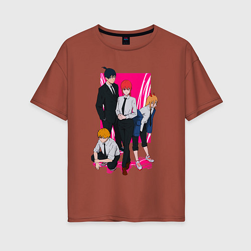 Женская футболка оверсайз Команда Макимы - Человек бензопила / Кирпичный – фото 1