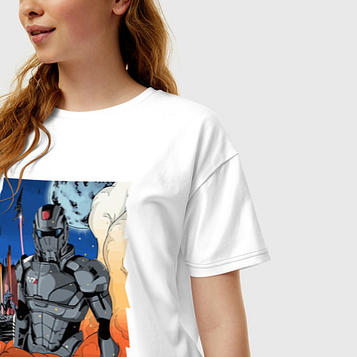 Женская футболка оверсайз Mass Effect N7 - Warrior / Белый – фото 3