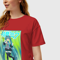 Футболка оверсайз женская Хацунэ Мику, цвет: красный — фото 2