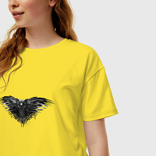 Женская футболка оверсайз Трехглазый ворон / Желтый – фото 3