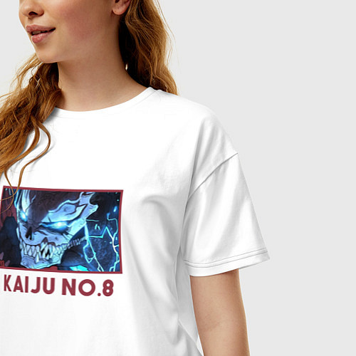 Женская футболка оверсайз Kaiju eyes - Kaijuu 8 gou / Белый – фото 3