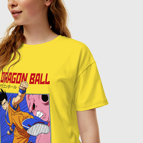 Женская футболка оверсайз Dragon Ball - Сон Гоку - Удар / Желтый – фото 3