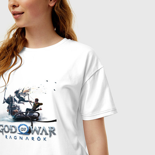 Женская футболка оверсайз Битва с Фрейей GoW Ragnarok / Белый – фото 3