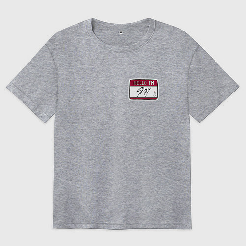 Женская футболка оверсайз Hello I am Stay / Меланж – фото 1