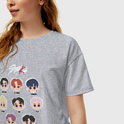 Футболка оверсайз женская Stray Kids Chibi, цвет: меланж — фото 2