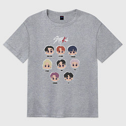 Футболка оверсайз женская Stray Kids Chibi, цвет: меланж