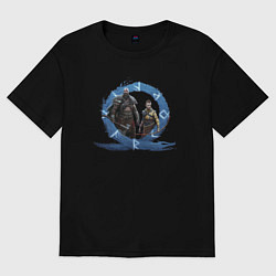 Футболка оверсайз женская Сын и отец GoW Ragnarok, цвет: черный