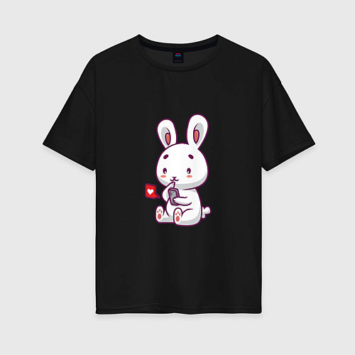 Женская футболка оверсайз Rabbit like / Черный – фото 1