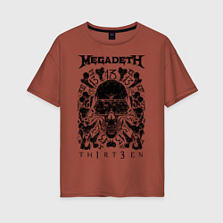 Футболка оверсайз женская Megadeth Thirteen, цвет: кирпичный