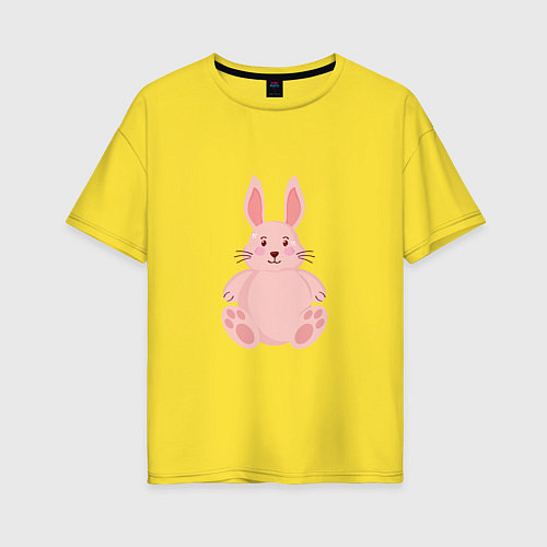 Женская футболка оверсайз Розовый зайчонок / Желтый – фото 1
