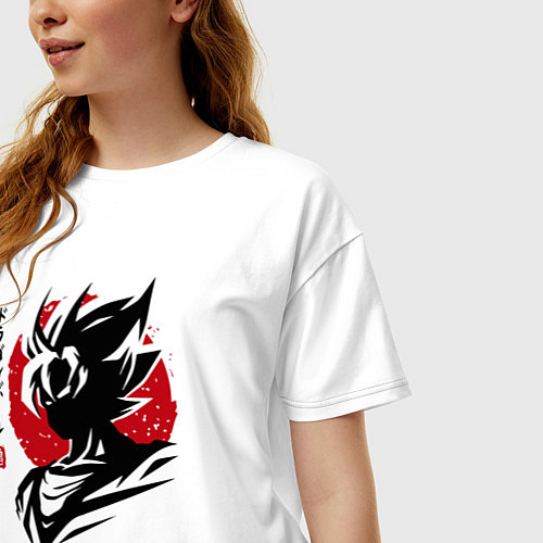 Женская футболка оверсайз Жемчуг Дракона - Сон Гоку - Hero / Белый – фото 3