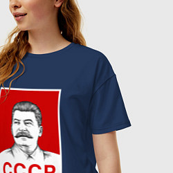 Футболка оверсайз женская Сталин-СССР, цвет: тёмно-синий — фото 2