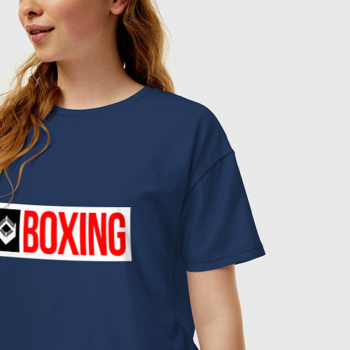 Женская футболка оверсайз Ring of boxing / Тёмно-синий – фото 3
