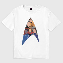 Футболка оверсайз женская Звездный путь - все капитаны, цвет: белый