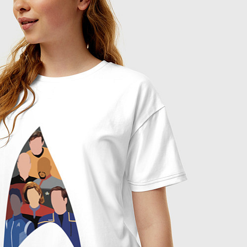 Женская футболка оверсайз Звездный путь - все капитаны / Белый – фото 3