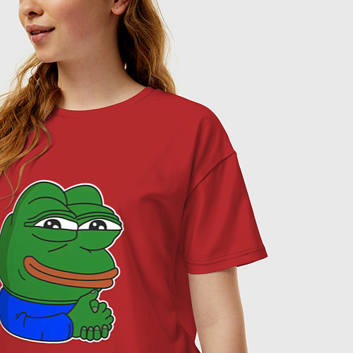 Женская футболка оверсайз Лягушонок Пепе хитрый / Красный – фото 3