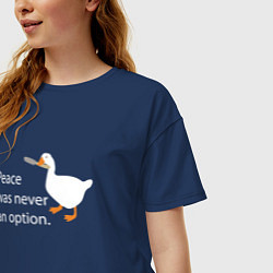 Футболка оверсайз женская Peace was never an option!, цвет: тёмно-синий — фото 2