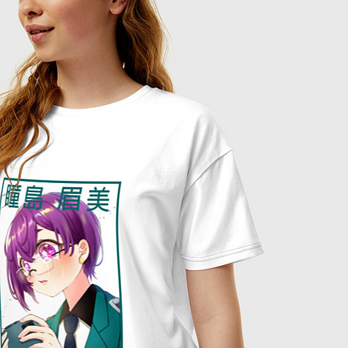 Женская футболка оверсайз Sweet Mayumi Doujima - Красавчики детективы / Белый – фото 3