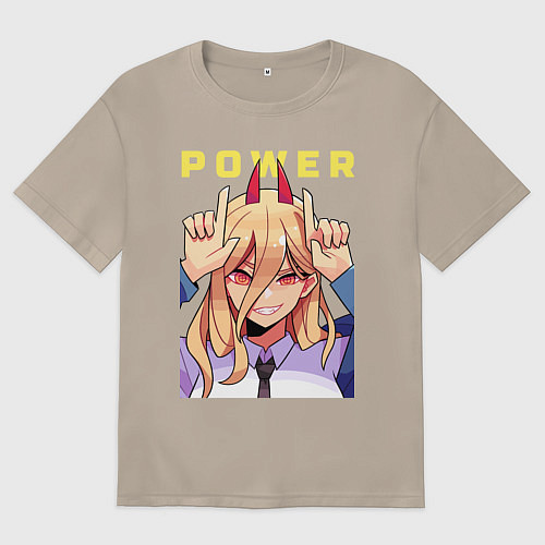 Женская футболка оверсайз Пауэр с рожками / Миндальный – фото 1