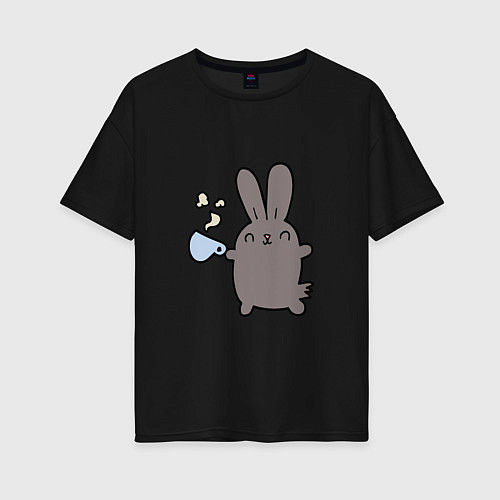 Женская футболка оверсайз Чайный кролик / Черный – фото 1