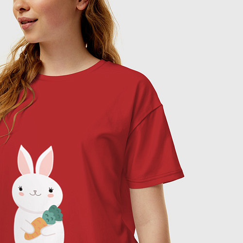 Женская футболка оверсайз Carrot rabbit / Красный – фото 3