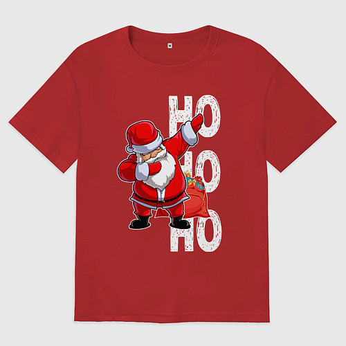 Женская футболка оверсайз Through the snow, Santa Claus, dabbing / Красный – фото 1